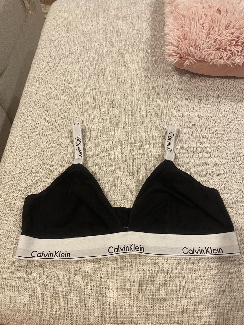 Calvin Klein Black Bralette with White Logo Band